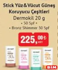 DERMOKİL STİCK YÜZ & VÜCUT GÜNEŞ KORUYUCU ÇEŞİTLERİ 20 G